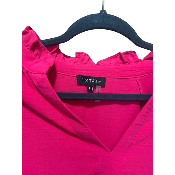 1. State Hot Pink Tiered Long Sleeve Mini Dress Size Large - Picture 5 of 6